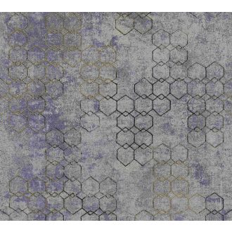   As-Creation New Walls 37424-5 URBAN GRACE Geometrikus grafikus szürkéskék arany fénylő mintarajzolat tapéta