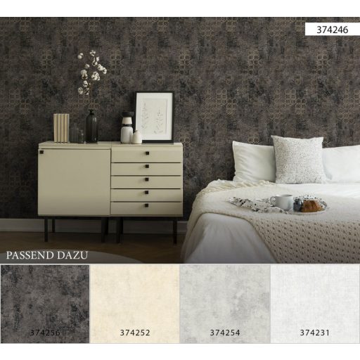 As-Creation New Walls/Black is Beautiful 37425-6 Egyszínű strukturált sötétszürke antracit enyhe ezüst fény tapéta