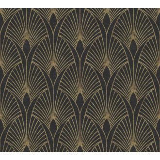   As-Creation New Walls/Black is Beautiful 37427-3 50s GLAM Art Deco antracit arany mintarajzolat tapéta