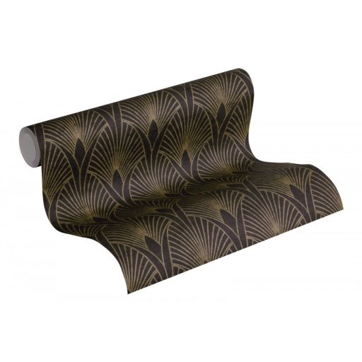 As-Creation New Walls/Black is Beautiful 37427-3 50s GLAM Art Deco antracit arany mintarajzolat tapéta