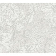   As-Creation Daniel Hechter 6, 37520-1 Natur botanikus dzsungel trópusi levelek szürke fehér tapéta