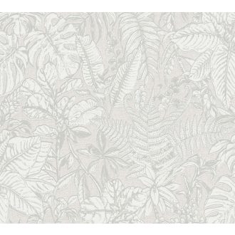   As-Creation Daniel Hechter 6, 37520-1 Natur botanikus dzsungel trópusi levelek szürke fehér tapéta