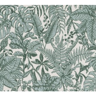  As-Creation Daniel Hechter 6, 37520-2 Natur botanikus dzsungel trópusi levelek szürkésfehér zöld árnyalatok tapéta