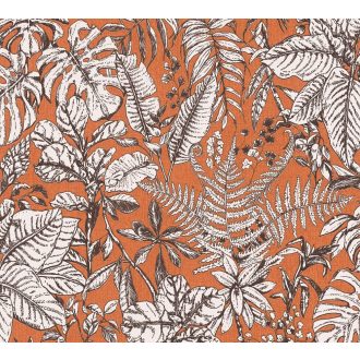   As-Creation Daniel Hechter 6, 37520-4  Natur botanikus dzsungel trópusi levelek narancs barna fehér tapéta