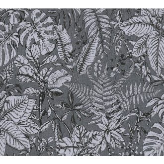   As-Creation Daniel Hechter 6, 37520-5  Natur botanikus dzsungel trópusi levelek szürke árnyalatok fekete tapéta