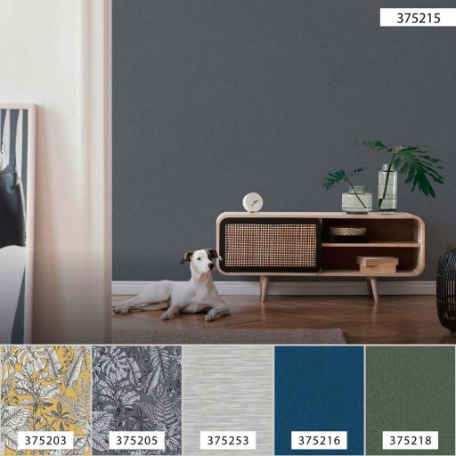 As-Creation Daniel Hechter 6, 37521-5  Egyszínű strukturált sötétszürke tapéta