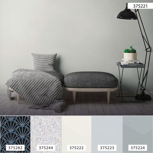 As-Creation Daniel Hechter 6, 37522-1 Geometrikus grafikus designminta fehér finom ezüstfényű vonalak tapéta
