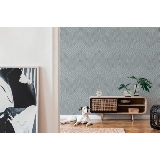 As-Creation Daniel Hechter 6, 37522-4  Geometrikus grafikus designminta világos zöld sötétszürke finoman fénylő vonalak tapéta