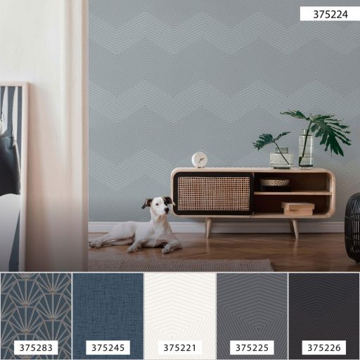 As-Creation Daniel Hechter 6, 37522-4  Geometrikus grafikus designminta világos zöld sötétszürke finoman fénylő vonalak tapéta