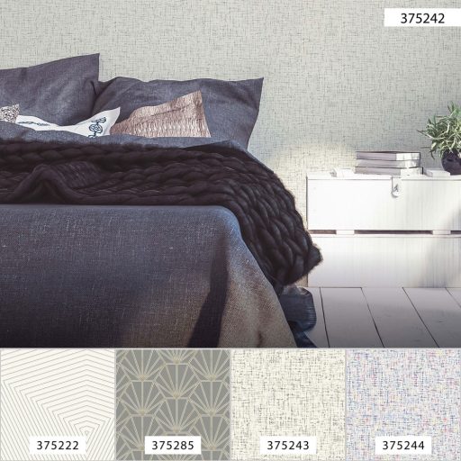 As-Creation Daniel Hechter 6, 37524-2 Natur Durva szövet strukturált fehér szürke tapéta