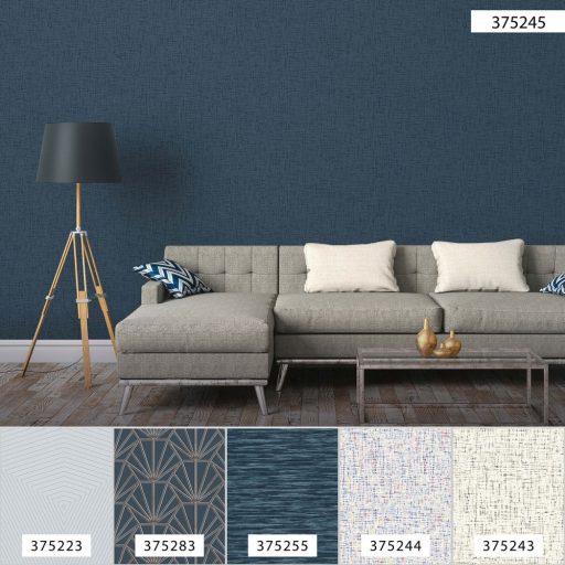 As-Creation Daniel Hechter 6, 37524-5  Natur Durva szövet strukturált kék és sötétkék árnyalatok tapéta