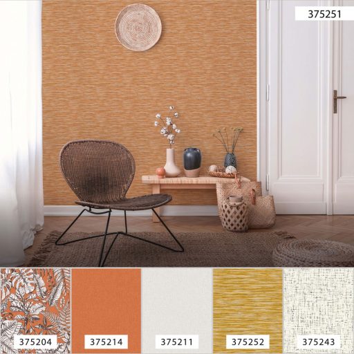 As-Creation Daniel Hechter 6, 37525-1 Natur Csíkos Design vízszintes töredezett csíkozás narancs bézs barna tapéta