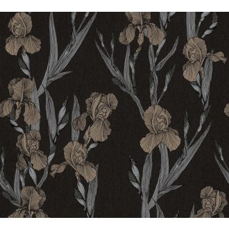   As-Creation Daniel Hechter 6/Black is Beautiful 37526-1 Natur Virágos díszítőminta fekete ezüstszürke barna tapéta