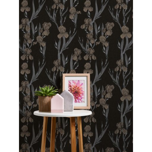 As-Creation Daniel Hechter 6/Black is Beautiful 37526-1 Natur Virágos díszítőminta fekete ezüstszürke barna tapéta