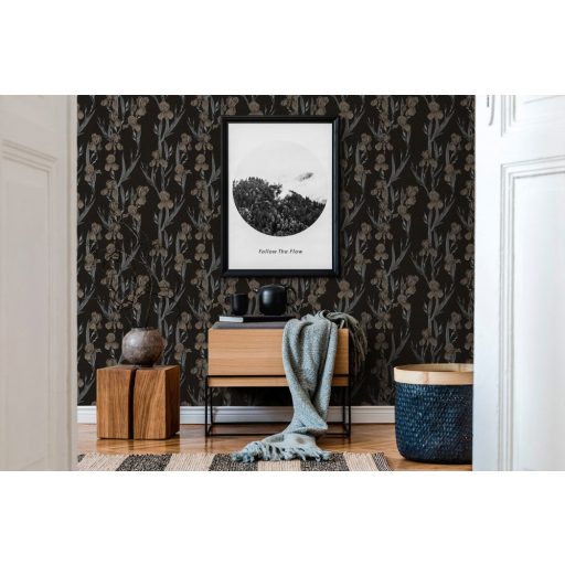 As-Creation Daniel Hechter 6/Black is Beautiful 37526-1 Natur Virágos díszítőminta fekete ezüstszürke barna tapéta