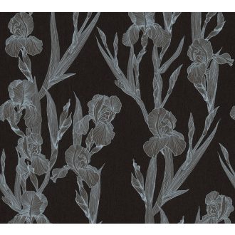   As-Creation Daniel Hechter 6, 37526-2  Natur Virágos díszítóminta fekete ezüstszürke szürkésbarna tapéta