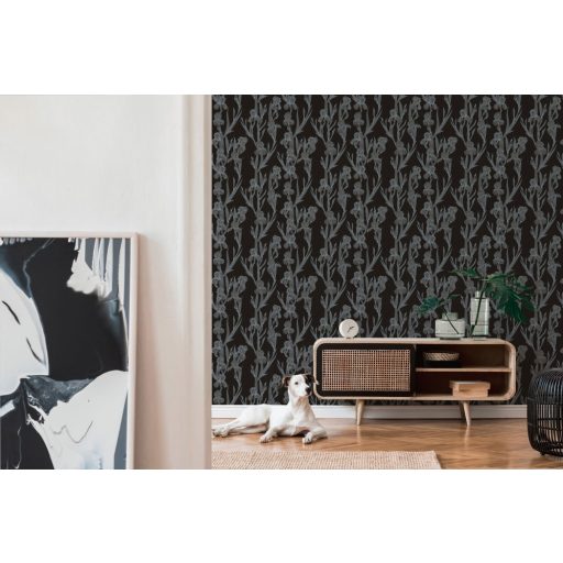 As-Creation Daniel Hechter 6, 37526-2  Natur Virágos díszítóminta fekete ezüstszürke szürkésbarna tapéta