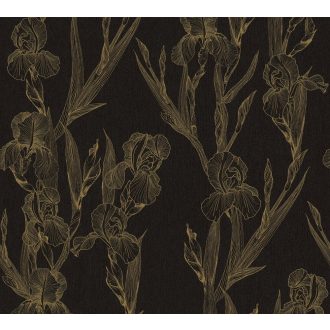   As-Creation Daniel Hechter 6/Black is Beautiful 37526-3 Natur Virágos díszítóminta fekete aranysárga tapéta
