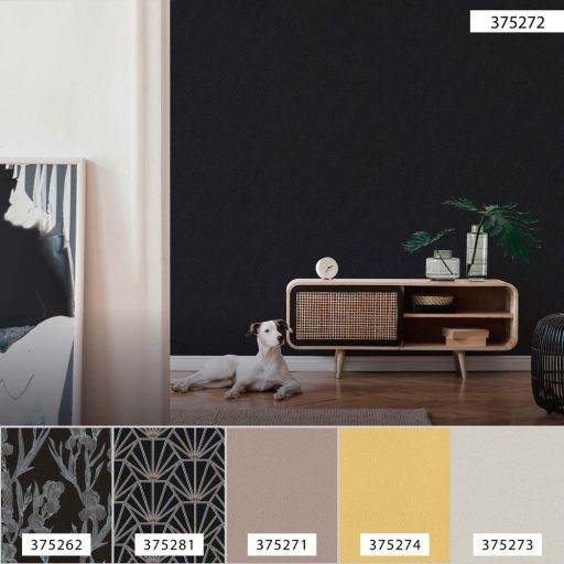 As-Creation Daniel Hechter 6, 37527-2  Natur Egyszínű texturált melírozott fekete bézs tapéta