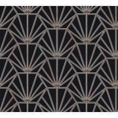   As-Creation Daniel Hechter 6, 37528-1 Geometrikus grafikus díszítőminta Hálózat gyüjtőpontokkal fekete roségold krémfehér tapéta