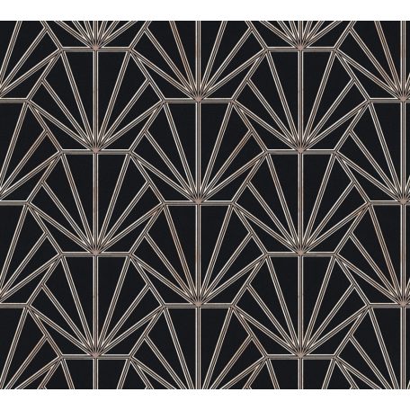 As-Creation Daniel Hechter 6, 37528-1 Geometrikus grafikus díszítőminta Hálózat gyüjtőpontokkal fekete roségold krémfehér tapéta