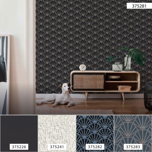 As-Creation Daniel Hechter 6, 37528-1 Geometrikus grafikus díszítőminta Hálózat gyüjtőpontokkal fekete roségold krémfehér tapéta