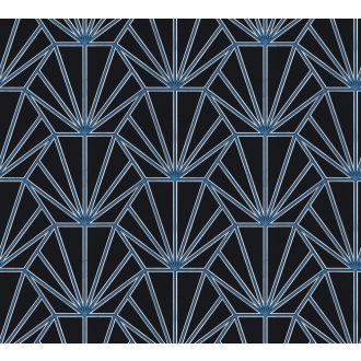  As-Creation Daniel Hechter 6, 37528-2 Geometrikus grafikus díszítőminta Hálózatminta gyüjtőpontokkal fekete kék ezüst fehér tapéta