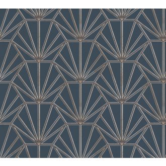   As-Creation Daniel Hechter 6, 37528-3 Geometrikus grafikus díszítőminta Hálózat gyüjtőpontokkal kék fekete arany fehér tapéta