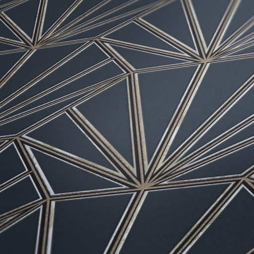 As-Creation Daniel Hechter 6, 37528-3 Geometrikus grafikus díszítőminta Hálózat gyüjtőpontokkal kék fekete arany fehér tapéta