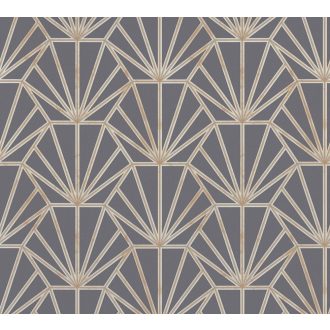   As-Creation Daniel Hechter 6, 37528-4 Geometrikus grafikus díszítőminta Hálózat gyüjtőpontokkal szürke/sötétszürke arany krém tapéta