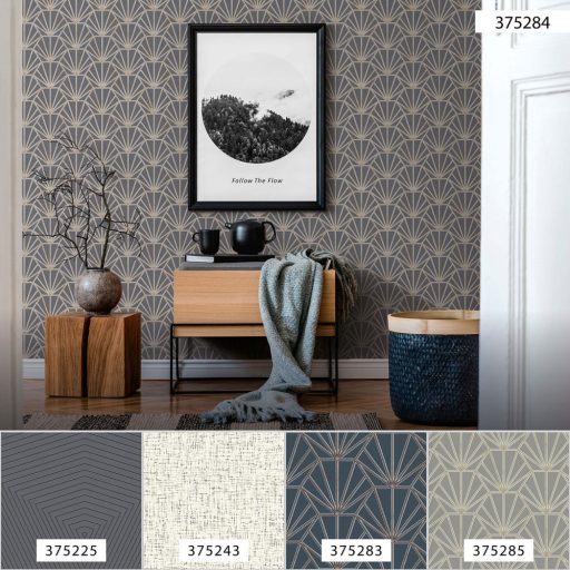 As-Creation Daniel Hechter 6, 37528-4 Geometrikus grafikus díszítőminta Hálózat gyüjtőpontokkal szürke/sötétszürke arany krém tapéta