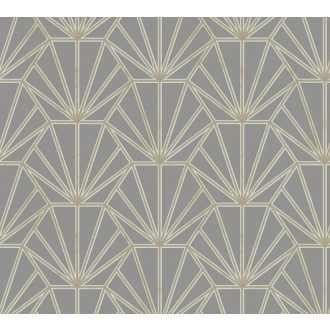   As-Creation Daniel Hechter 6, 37528-5 Geometrikus grafikus díszítőminta Hálózat gyüjtőpontokkal szürke arany krém tapéta