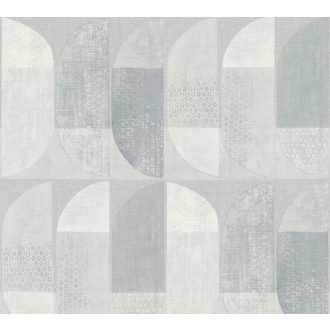   As-Creation Geo Nordic 37531-5 Geometrikus grafikus felezett ovális síkidomok szürke árnyalatok fehér tapéta