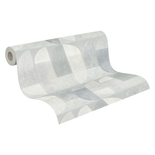 As-Creation Geo Nordic 37531-5 Geometrikus grafikus felezett ovális síkidomok szürke árnyalatok fehér tapéta