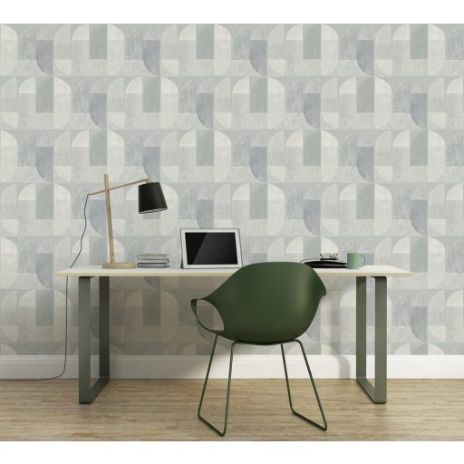 As-Creation Geo Nordic 37531-5 Geometrikus grafikus felezett ovális síkidomok szürke árnyalatok fehér tapéta