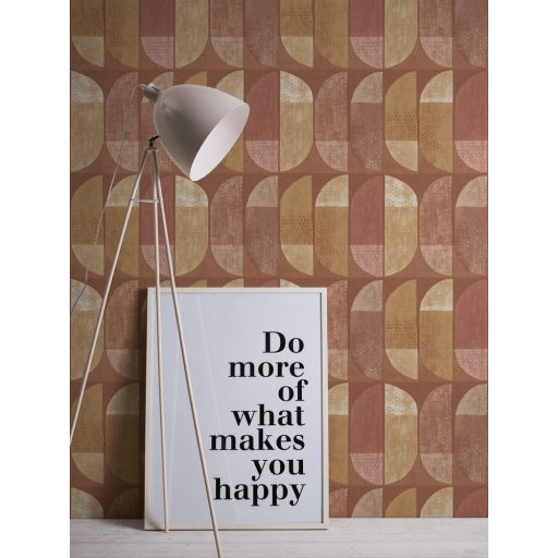 As-Creation Geo Nordic 37531-7 Geometrikus grafikus felezett ovális síkidomok barna vörösesbarna sárga narancs bézs tapéta