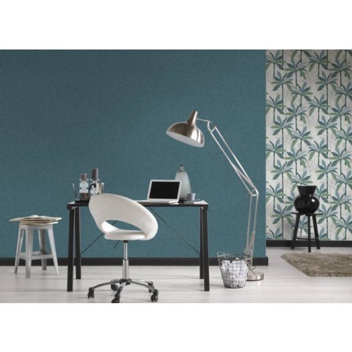 As-Creation Geo Nordic 37536-3  Natur Egyszínű textilhatású struktúra kék/türkizkék tapéta