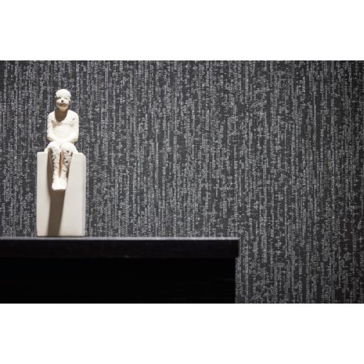 Architects Paper VILLA 37560-7 Texturált grafikus csíkos jellegú geometrikus minta sötétszürke antracit ezüst enyhe mintafény csillogó pontok játéka tapéta