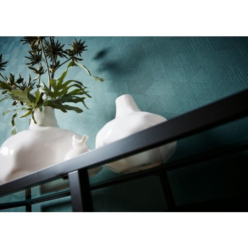 Architects Paper VILLA 37561-4 Geometrikus texturált zöld árnyalatok enyhe mintafény csillogó pontok játéka tapéta