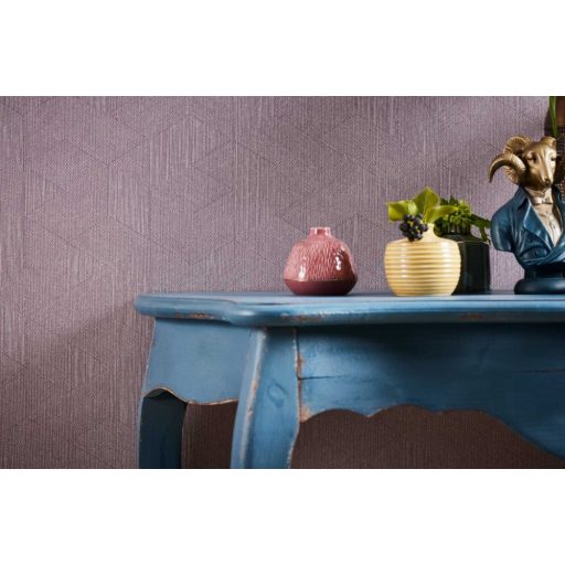 Architects Paper VILLA 37561-6 Geometrikus texturált lila barmáslila bézs enyhe mintafény csillogó pontok játéka tapéta