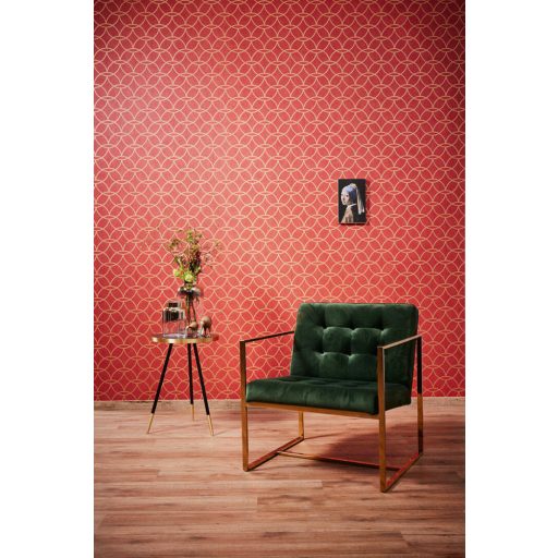 Architects Paper VILLA 37564-6 Geometrikus grafikus absztrakt körminta narancs/vörös arany enyhe mintafény csillogó pontok játéka