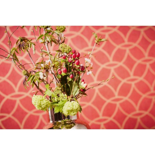 Architects Paper VILLA 37564-6 Geometrikus grafikus absztrakt körminta narancs/vörös arany enyhe mintafény csillogó pontok játéka