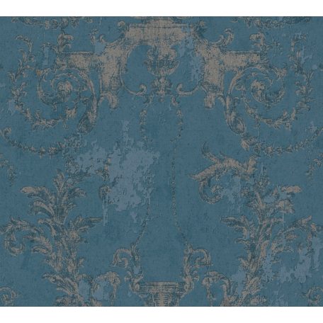 As-Creation History of Art 37648-5 Természetes hangulatú barokk díszítőminta kék árnyalatok ezüst tapéta
