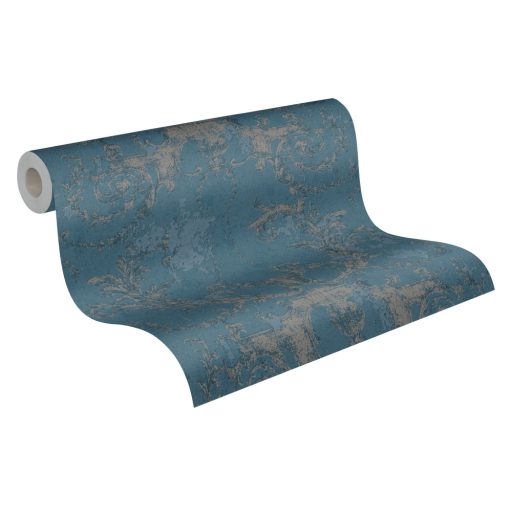 As-Creation History of Art 37648-5 Természetes hangulatú barokk díszítőminta kék árnyalatok ezüst tapéta