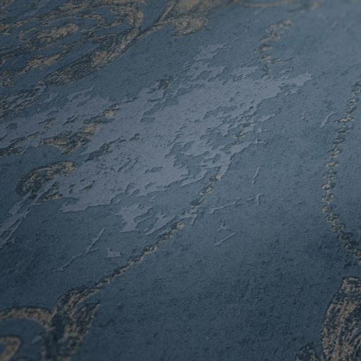 As-Creation History of Art 37648-5 Természetes hangulatú barokk díszítőminta kék árnyalatok ezüst tapéta