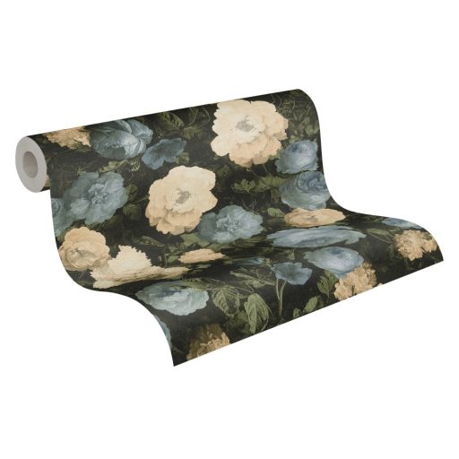 As-Creation History of Art 37650-2  Virágvarázs virágos díszítőminta sötétzöld zöld árnyalatok kék krém barna tapéta