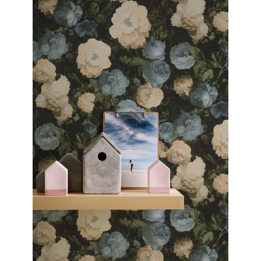 As-Creation History of Art 37650-2  Virágvarázs virágos díszítőminta sötétzöld zöld árnyalatok kék krém barna tapéta