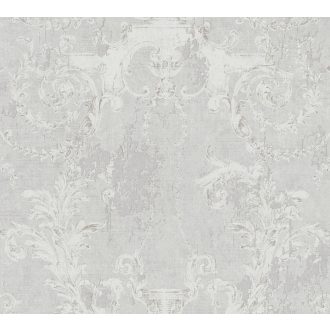   As-Creation History of Art 37653-1 Természetes hangulatú barokk díszítőminta világos szürke fehér szürke árnyalatok tapéta