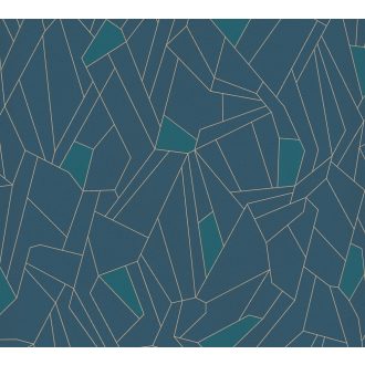   As-Creation New Life 37677-2  Geometrikus grafikus design kék petrol arany fémes csillogó hatás tapéta