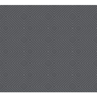   As-Creation Attractive 37758-1 Grafikus 3D rombuszminta sötétszürke antracit ezüst fémes hatás tapéta